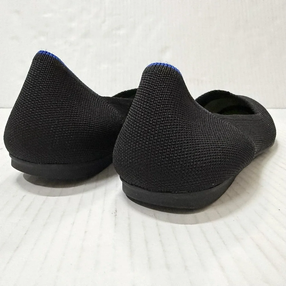 Rothys The Flat Ballet Flat Shoes Womens Size 9 Black Knit Slip On Comfort